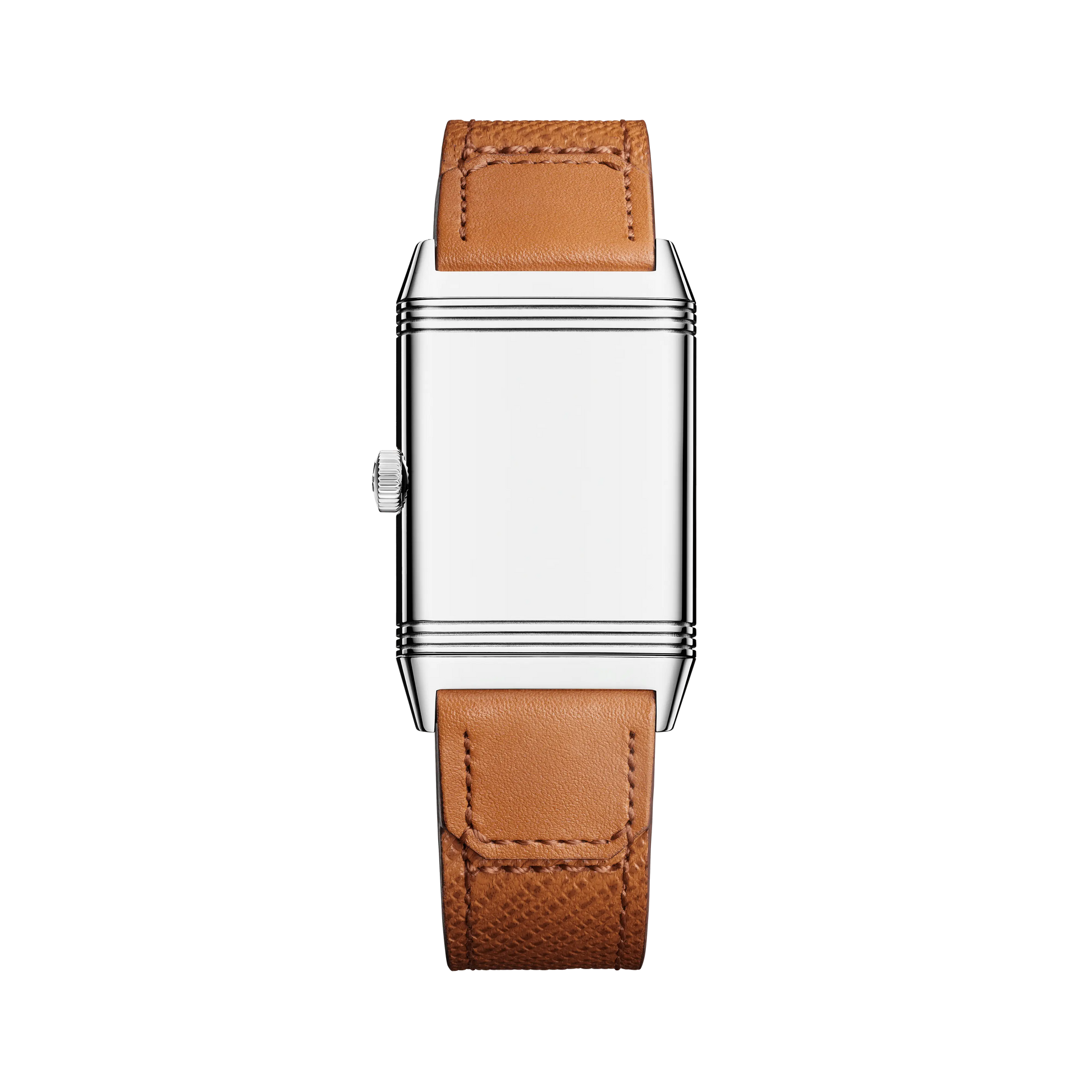 JLC - Reverso Tribute Monoface - 40.1 MM x 24.4 MM - Stainless Steel - Silvered-Gray Dial - Brown Leather Strap - Q7168420
