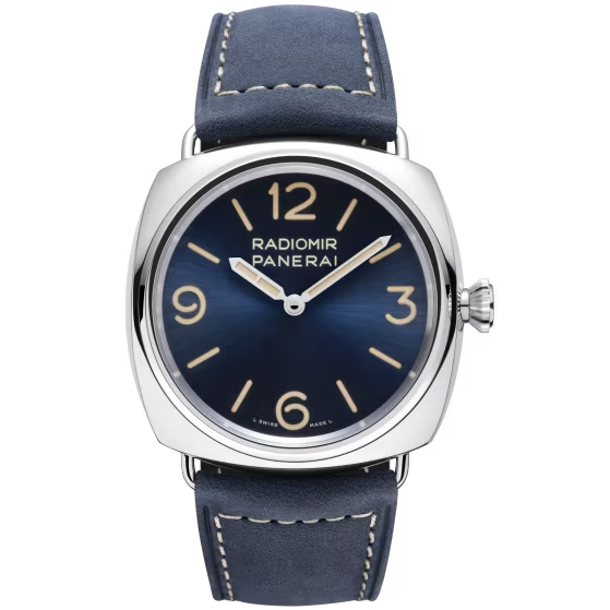 Panerai Radiomir Stainless Steel 45 MM - Blue Alligator Strap - Blue sun-brushed Dial - PAM01383