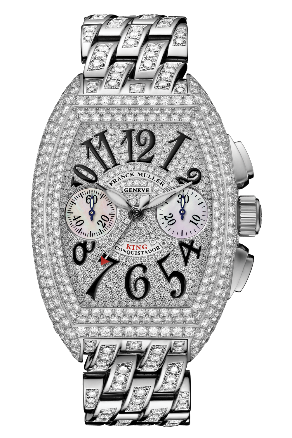 Franck Muller Conquistador King - 38 MM - White Gold & Diamond - Diamond Bezel - Diamond Dial - 8005CCKINGDCDFHW