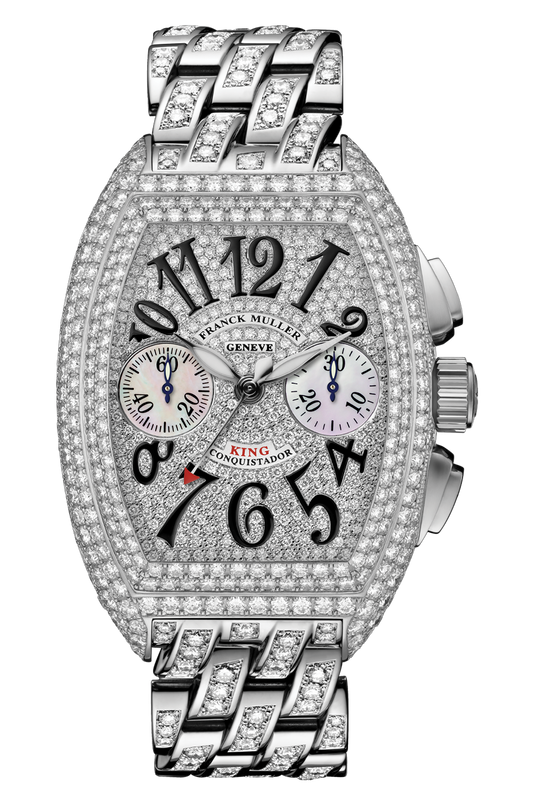 Franck Muller Conquistador King - 38 MM - White Gold & Diamond - Diamond Bezel - Diamond Dial - 8005CCKINGDCDFHW