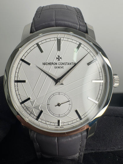 Vacheron Constantin Traditionnelle Platinum 38 MM - Black Leather Strap - Silver Dial - 82172/000P-H062