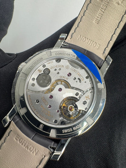 Vacheron Constantin Traditionnelle Platinum 38 MM - Black Leather Strap - Silver Dial - 82172/000P-H062