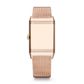 JLC - Reverso Tribute Monoface Small Seconds - 45.6 MM x 27.4 MM - Pink Gold - Golden Grained Dial - Milanese Gold Mesh Bracelet - Q713216J
