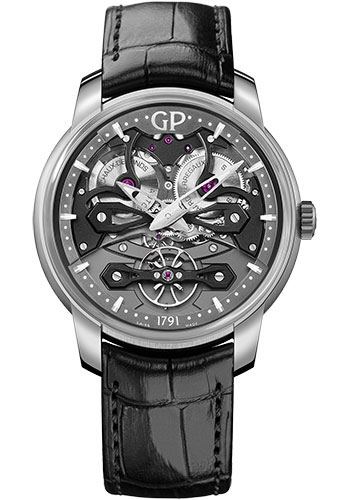 Girard-Perregaux Bridge Titanium 45 MM - Dark Grey Leather Strap - Skeleton Dial - 84000-21-001-BB6A