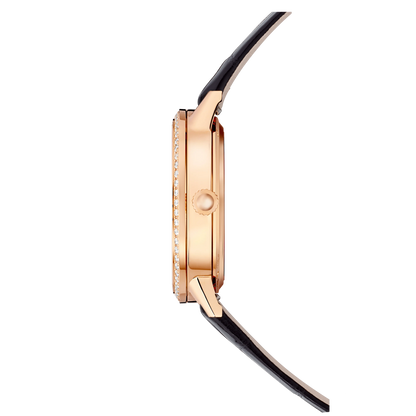 JLC - Rendez-Vous Classic Night & Day - 29 MM - Pink Gold - Silvered-Gray Guilloché Dial - Diamond Bezel - Black Leather Strap - Q3462430