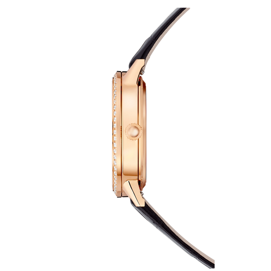 JLC - Rendez-Vous Classic Night & Day - 29 MM - Pink Gold - Silvered-Gray Guilloché Dial - Diamond Bezel - Black Leather Strap - Q3462430