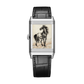 JLC - Reverso Tribute Enamel Xu Beihong Standing Horse - Limited Edition - 45.6 MM x 27.4 MM - White Gold - Orange Guilloché Enamel Dial - Black Leather Strap - Q39334B1