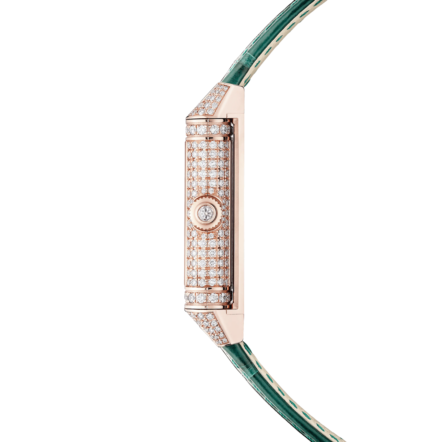 JLC - Reverso One Precious Flowers - Limited Edition - 40 MM x 20 MM - Pink Gold - Mother-Of-Pearl Dial - Diamond-Set Case - Green Leather Strap - Q3292434