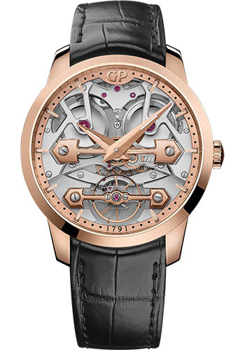 Girard-Perregaux Classic Bridge Pink Gold 40 MM - Black Leather Strap - Skeleton Dial - 86005-52-001-BB6A