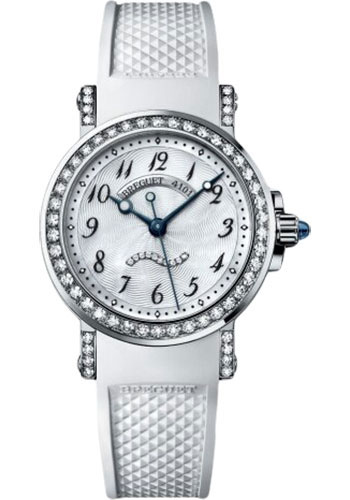 Breguet Marine White Gold 30 MM - White Rubber Strap - Diamond Bezel - Mother-Of-Pearl Dial - 8818BB/59/564/DD00