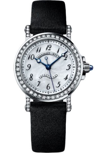 Breguet Marine White Gold 30 MM - Black Fabric Strap - Diamond Bezel - Mother-Of-Pearl Dial -  8818BB/59/864/DD0D