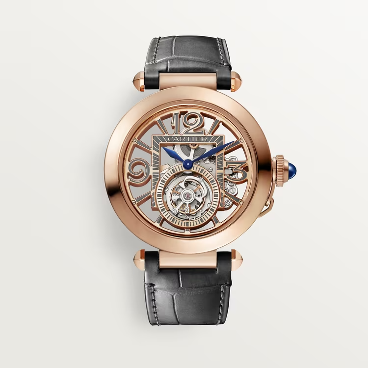 Cartier Pasha de Cartier Rose gold 41 MM - Dark Gray Alligator Strap - Skeleton Tourbillon Dial - WHPA0006