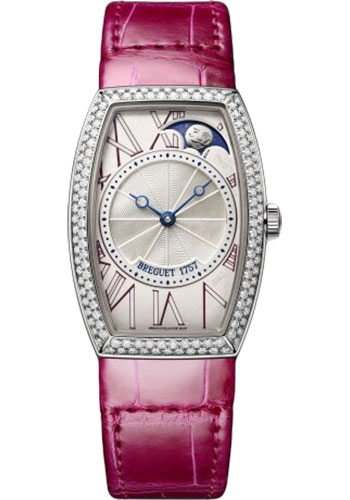 Breguet Héritage White Gold 25 MM -  Pink Leather Strap - Diamond Bezel - Silver Dial - 8861BB/15/986/D000