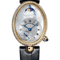 Breguet Reine de Naples Yellow Gold 28.48 MM -  Black Leather Strap - Diamond Bezel - Mother-Of-Pearl Dial - 8908BA/52/964/D00D3L