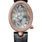 Breguet Reine de Naples Rose Gold 28.48 MM -  Black Leather Strap - Diamond Bezel - Mother-Of-Pearl Dial - 8908BR/5T/964/D00D3L