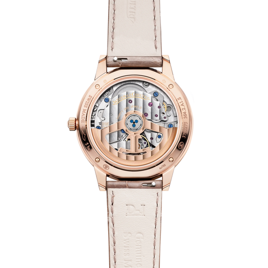 JLC - Rendez-Vous Classic Night & Day - 34 MM - Pink Gold - Silvered-Gray Guilloché Diamond Dial - Diamond Bezel - Taupe Leather Strap - Q3442441