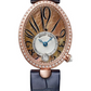 Breguet Reine de Naples Rose Gold 28.48 MM - Black Leather Strap - Diamond Bezel - Mother-Of-Pearl Dial - 8918BR/5T/964/D00D3L