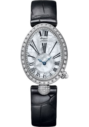 Breguet Reine de Naples White Gold 24.95 MM - Black Leather Strap - Diamond Bezel - Mother-Of-Pearl Dial -  8928BB/51/944/DD0D3L