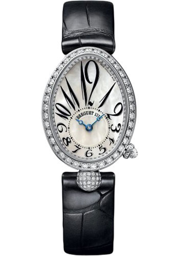 Breguet Reine de Naples White Gold 24.95 MM - Black Leather Strap - Diamond Bezel - Mother-Of-Pearl Dial - 8928BB/5W/944/DD0D3L