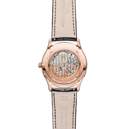 JLC - Master Ultra Thin Moon - 39 MM - Pink Gold - Eggshell Beige Dial - Diamond Bezel - Black Leather Strap - Q1362503