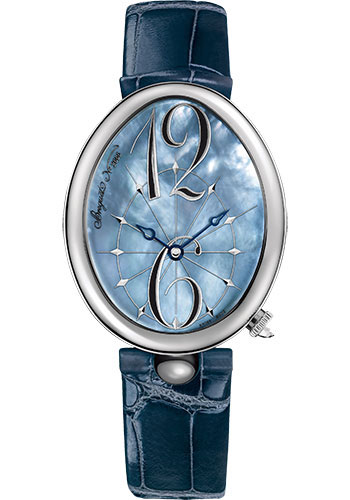 Breguet Reine de Naples Stainless Steel 35.5 MM X 43.75 MM - Blue Leather Strap - Mother-Of-Pearl Dial - 8967ST/V8/986