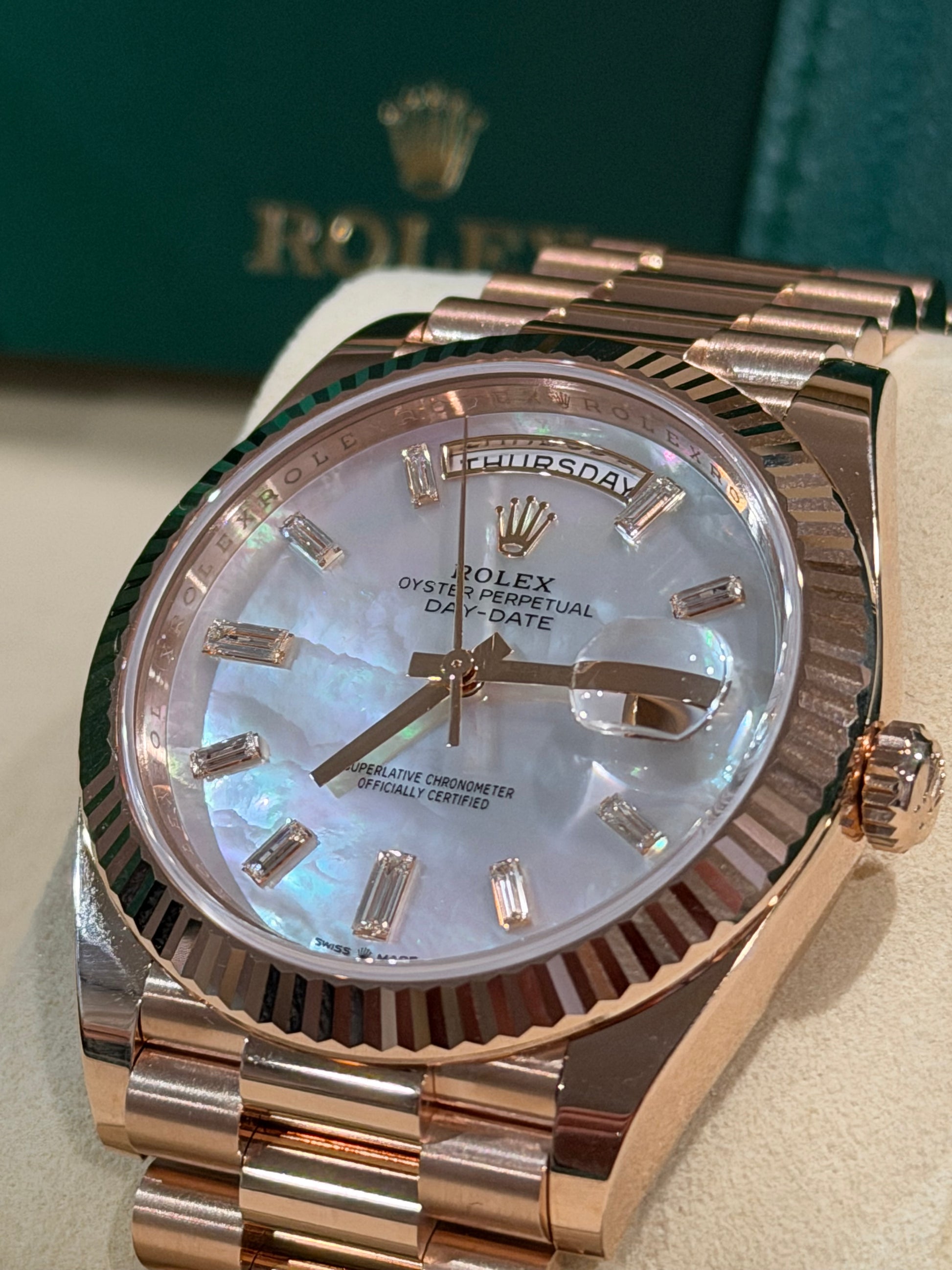 Rolex Day-Date - 40 MM - Rose Gold - MoP Baguette Dial - 228235-0056