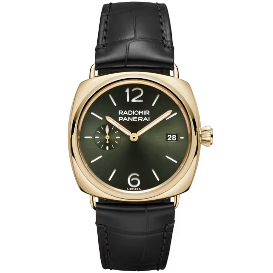 Panerai Radiomir Yellow Gold 40 MM - Black Alligator Strap - Green Sun-brushed Dial - PAM01437