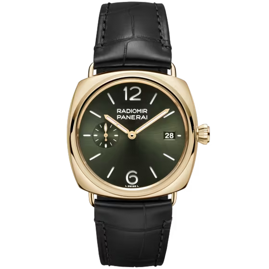 Panerai Radiomir Yellow Gold 40 MM - Black Alligator Strap - Green Sun-brushed Dial - PAM01437