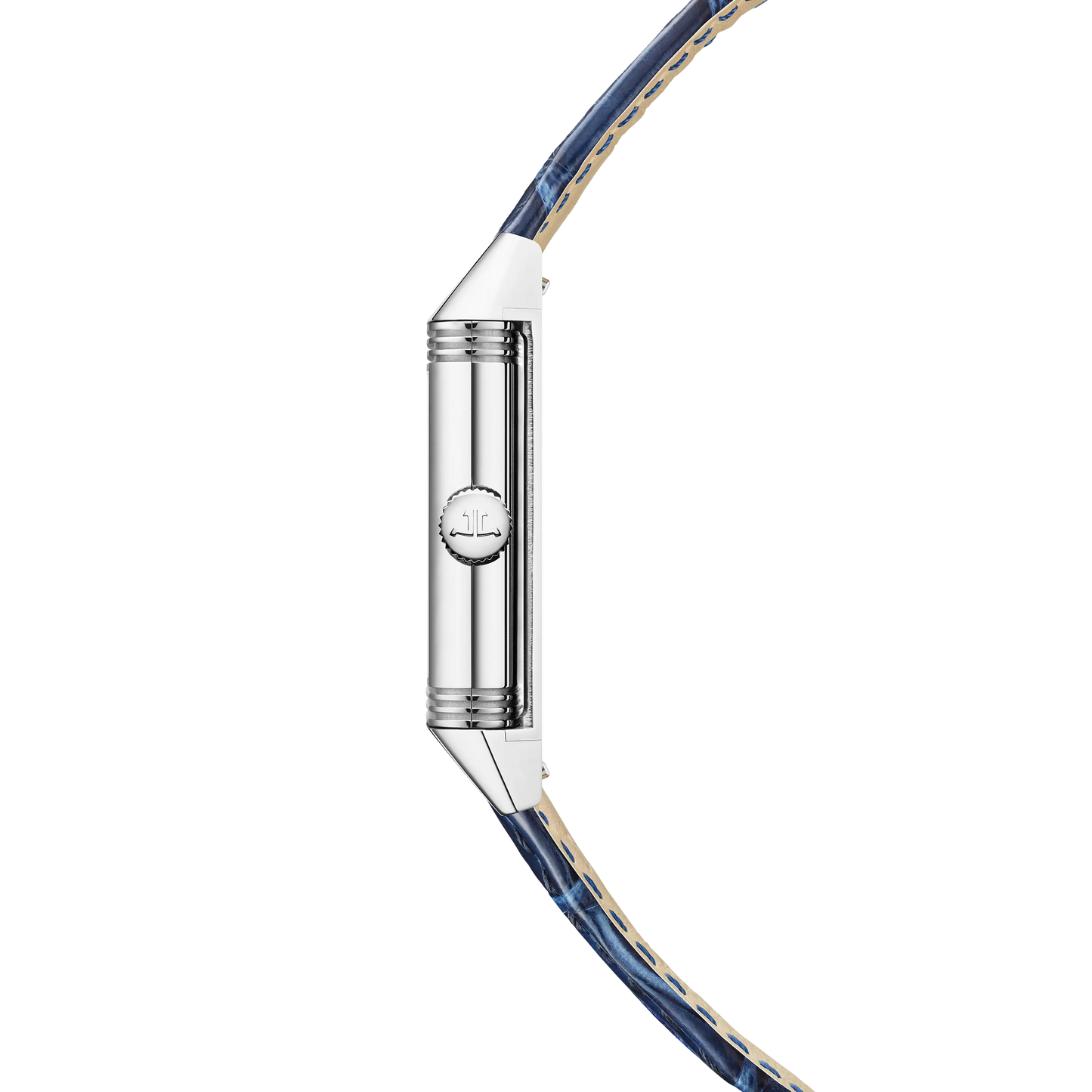 JLC - Reverso Classic Monoface - 35.78 MM x 21 MM - Stainless Steel - Silvered-Gray Guilloché Dial - Blue Leather Strap - Q2608442