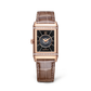 JLC - Reverso Classic Duetto - 40 MM x 24.4 MM - Pink Gold - Silvered-Gray/Black Dial - Diamond-Set Case - Brown Leather Strap - Q2572570