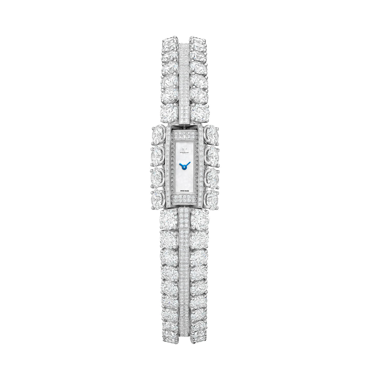 JLC - Calibre 101 Secrets - 29.07 MM x 12.22 MM - Platinum - Mother-Of-Pearl Dial - Diamond Bezel - Pave Diamond Platinum Bracelet - Q2873220
