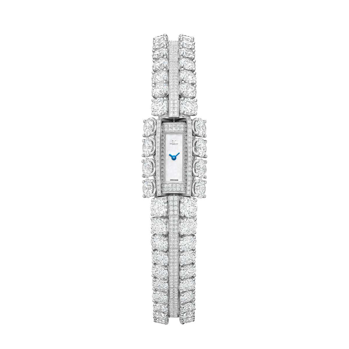 JLC - Calibre 101 Secrets - 29.07 MM x 12.22 MM - Platinum - Mother-Of-Pearl Dial - Diamond Bezel - Pave Diamond Platinum Bracelet - Q2873220