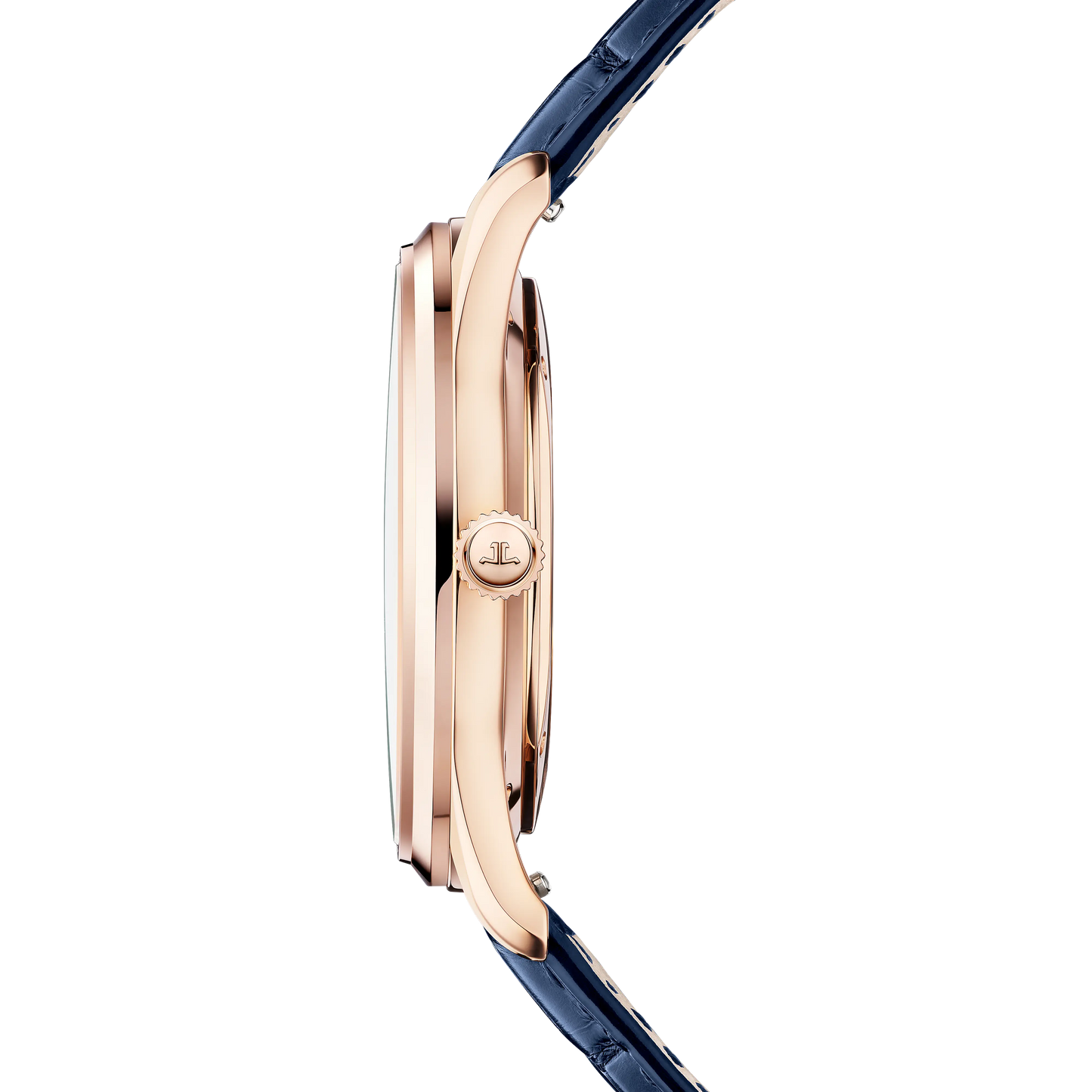 JLC - Master Ultra Thin Perpetual Calendar - 39 MM - Pink Gold - Midnight Blue Dial - Blue Leather Strap - Q114258J
