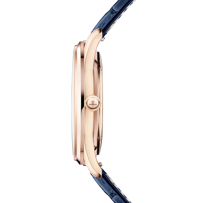 JLC - Master Ultra Thin Perpetual Calendar - 39 MM - Pink Gold - Midnight Blue Dial - Blue Leather Strap - Q114258J