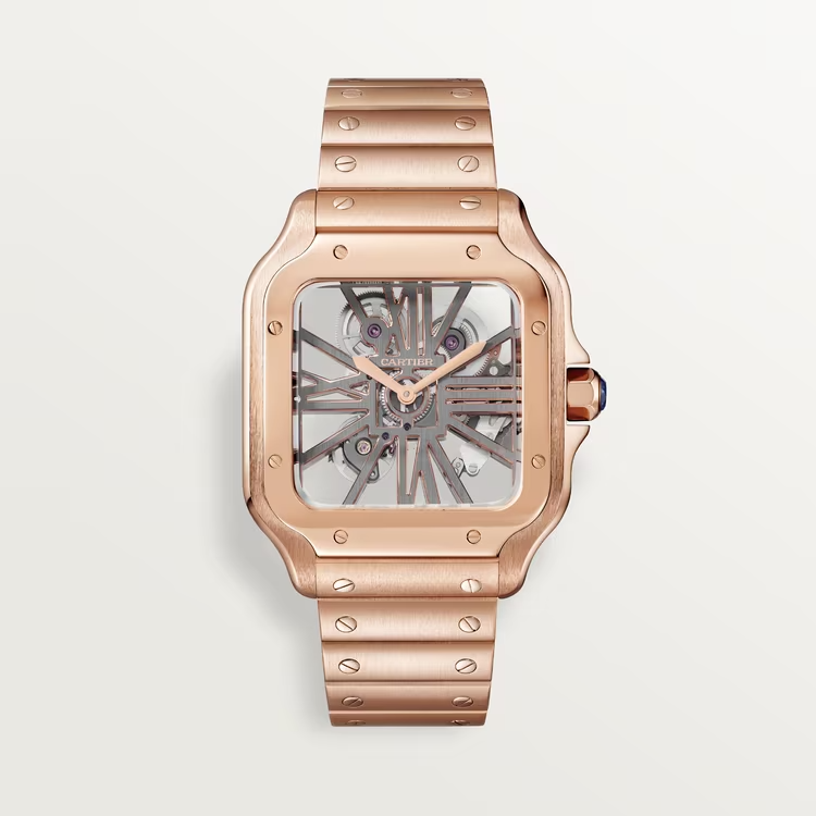 Cartier Santos de Cartier Rose gold 39.7 MM - Rose gold Bracelet - Skeleton Dial - WHSA0016