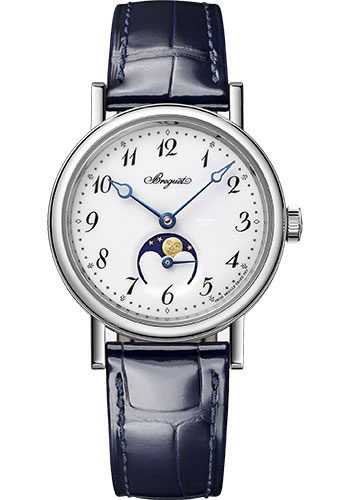 Breguet Classique Dame White Gold 30 MM - Blue Leather Strap - Grand Feu enamel Dial - 9087BB/29/964