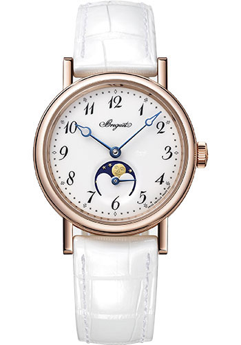 Breguet Classique Dame Rose Gold 30 MM - White Leather Strap - Grand Feu enamel Dial - 9087BR/29/964