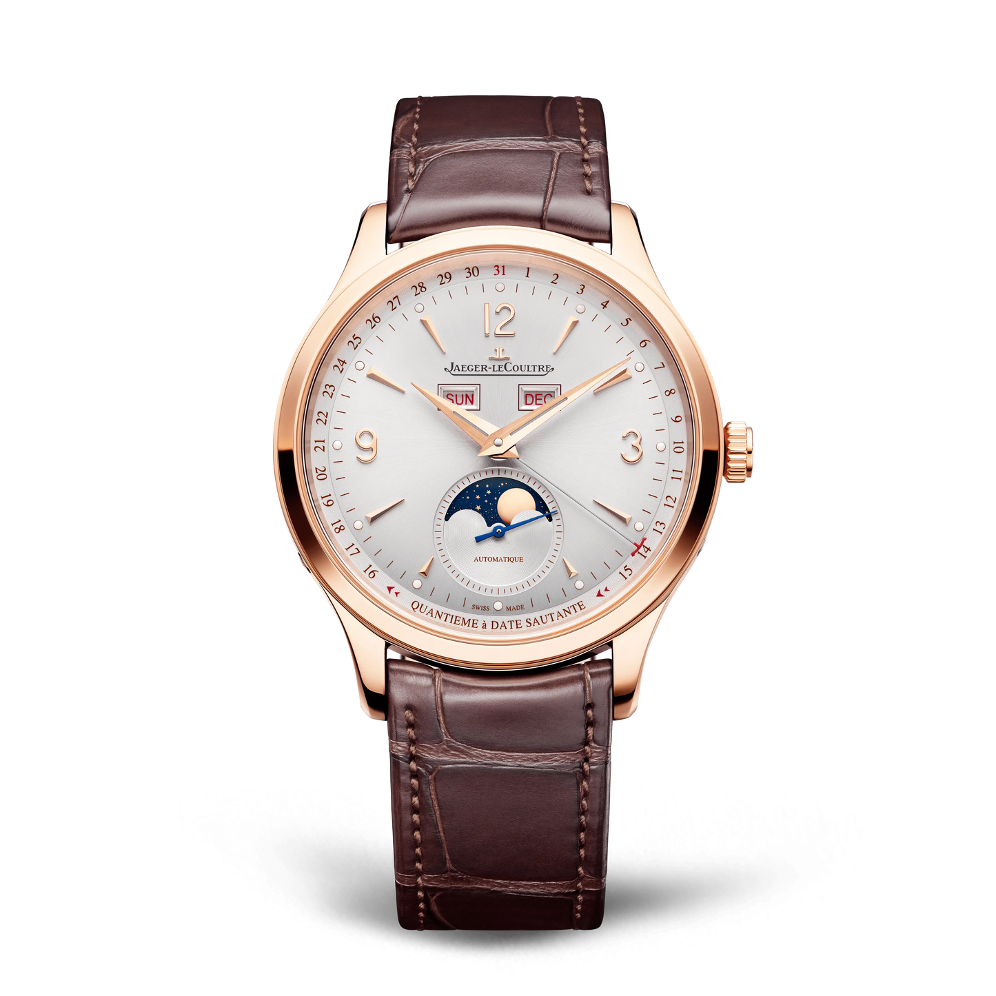 JLC - Master Control Calendar - 40 MM - Pink Gold - Silvered-Gray Dial - Brown Leather Strap - Q4142520