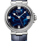 Breguet Marine Stainless Steel 33.80 MM - Blue Leather Strap - Diamond Bezel - Blue Dial - 9518ST/E2/984/D000