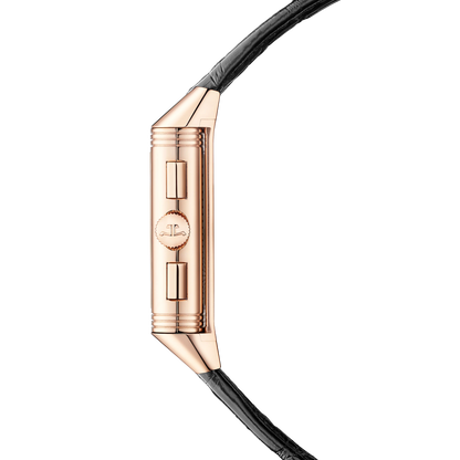 JLC - Reverso Tribute Chronograph - Limited Edition - 49.4 MM x 29.9 MM - Pink Gold - Golden/Skeleton Dial - Black/Brown Leather Strap - Q389256J