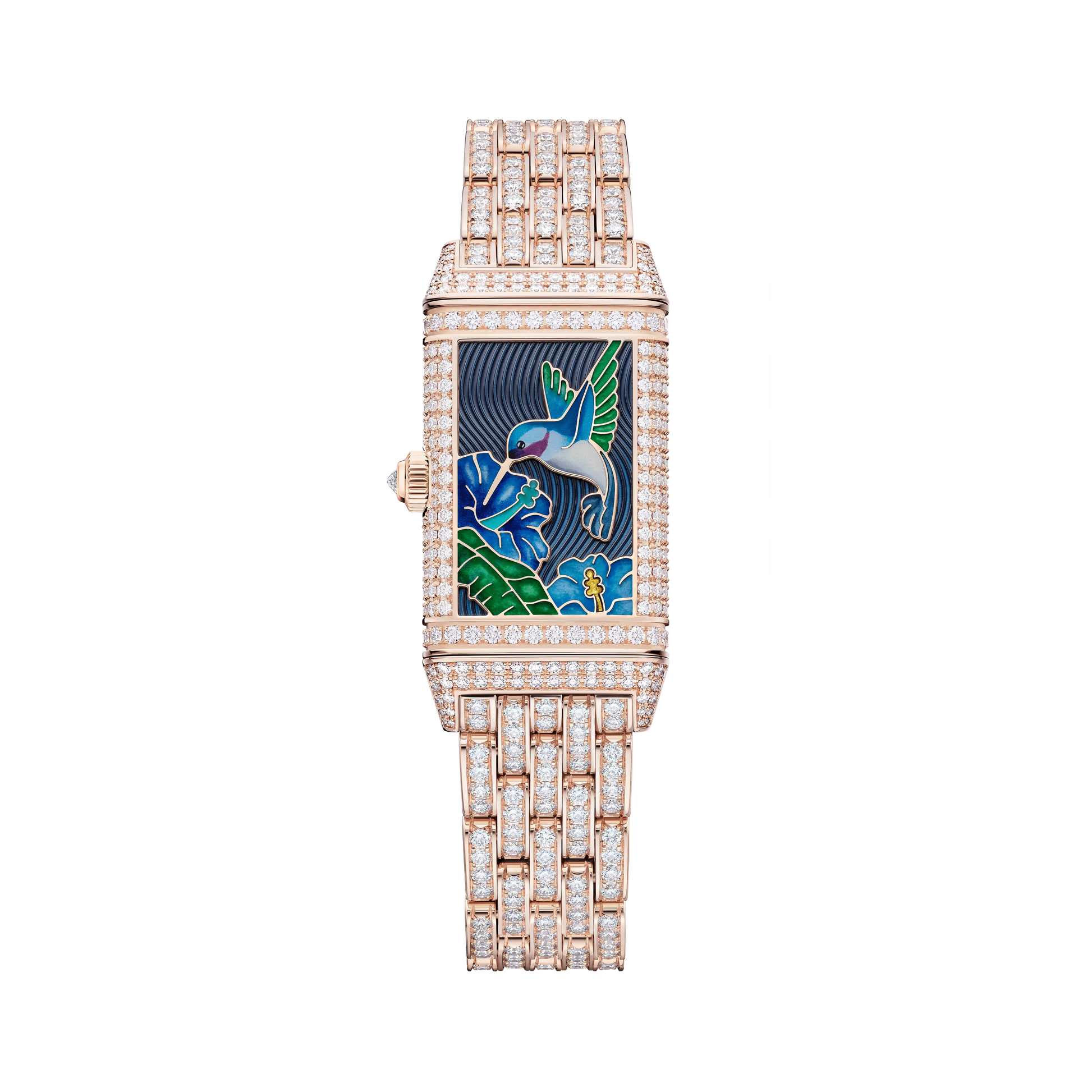 JLC - Reverso One "Hibiscus Syriacus" Limited Edition - 40 MM x 20 MM - Rose Gold - Mother-Of-Pearl Dial - Full Diamond-Set Case And Bracelet - Q3292324