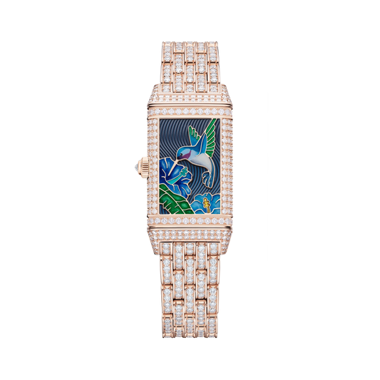 JLC - Reverso One "Hibiscus Syriacus" Limited Edition - 40 MM x 20 MM - Rose Gold - Mother-Of-Pearl Dial - Full Diamond-Set Case And Bracelet - Q3292324