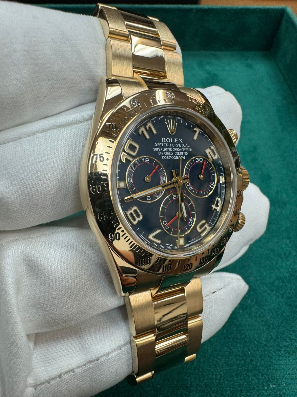 Rolex Daytona Chronograph - 40 MM - Yellow Gold - Blue Arabic Dial - 116528bla