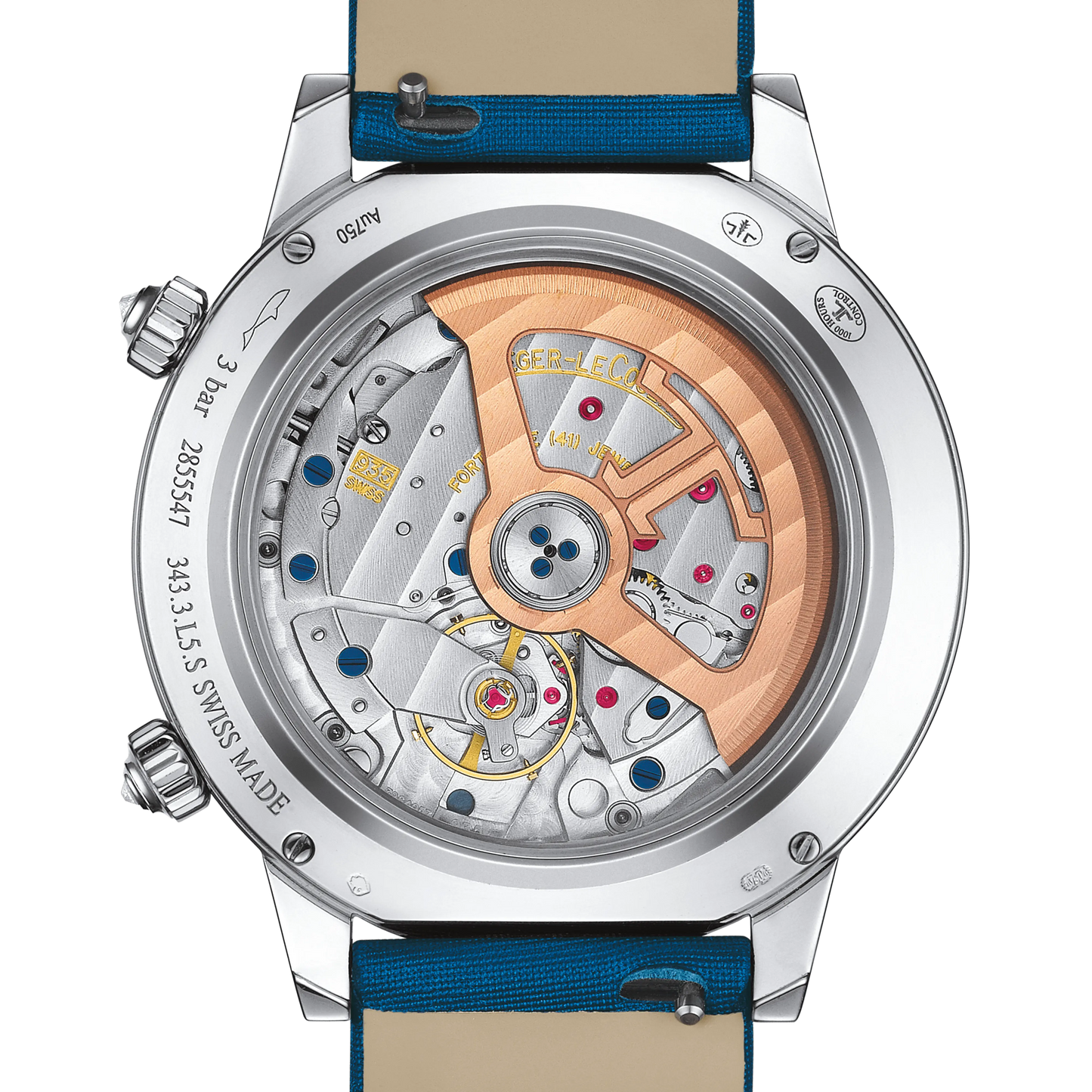 JLC - Rendez-Vous Jewellery Moon - 36 MM - White Gold - Silver/Blue Asymmetrical Dial - Diamond Bezel - Blue Satin Strap - Q3523490