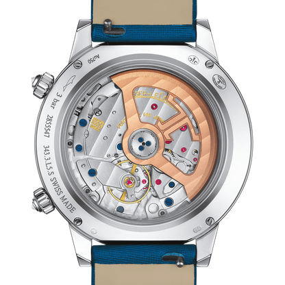 JLC - Rendez-Vous Jewellery Moon - 36 MM - White Gold - Silver/Blue Asymmetrical Dial - Diamond Bezel - Blue Satin Strap - Q3523490
