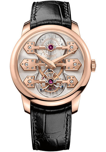 Girard-Perregaux La Esmeralda Tourbillon Bridge Pink Gold 43.70 MM - Black Leather Strap - Skeleton Dial - 99275-52-000-BA6E