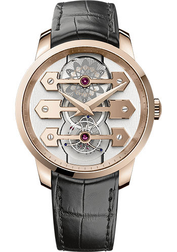 Girard-Perregaux Bridge Pink Gold 45 MM - Black Leather Strap - Skeleton Dial - 99280-52-000-BA6E