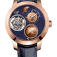 Girard-Perregaux Bridge Pink Gold 48 MM - Blue Leather Strap - Aventurine and Gold Dial - 99290-52-451-BA4A