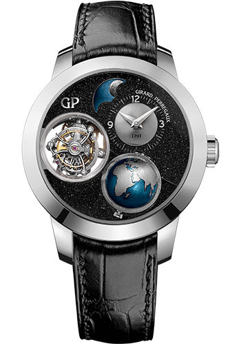 Girard-Perregaux Bridge White Gold 48 MM - Black Leather Strap - Black Aventurine Dial - 99290-53-653-BA6A