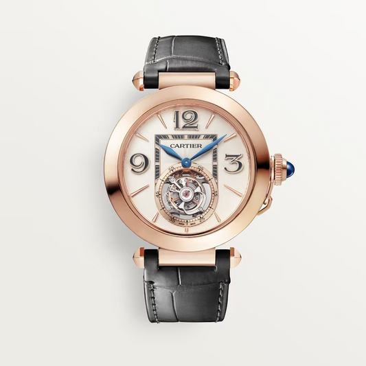 Cartier Pasha de Cartier Rose gold 41 MM - Dark Gray Alligator Strap - White Tourbillon Dial - WHPA0010